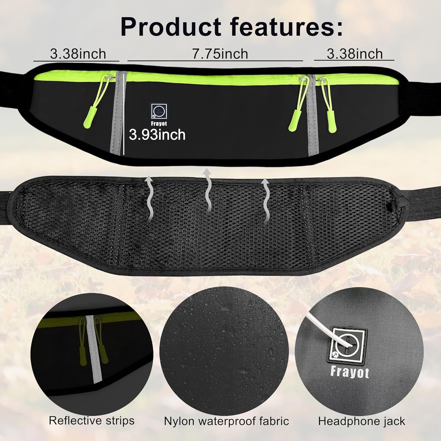 Hands Free Dog Leash with Zipper Pouch,Reflective Dual Handles Retractable Bungee Waist Leash for Small and Medium Dog Walking, Jogging (Black)