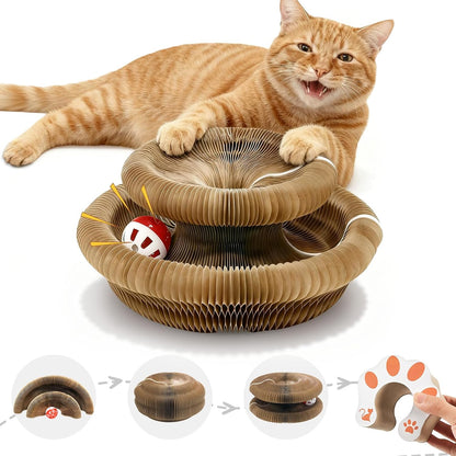 Kitlty Cat Toys Kurliz Cat Scratcher, Magic Organ Cat Scratching Board, Recyclable Cardboard Scratch Pad for Bored Indoor Cats Accordion Interactive Toys for Pet Claw Care